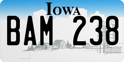 IA license plate BAM238