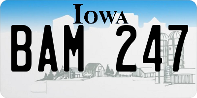 IA license plate BAM247