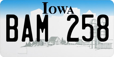 IA license plate BAM258