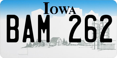 IA license plate BAM262