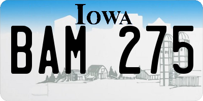 IA license plate BAM275
