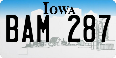 IA license plate BAM287