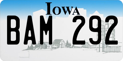 IA license plate BAM292