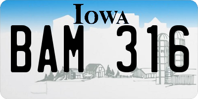 IA license plate BAM316