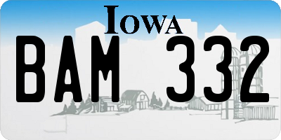 IA license plate BAM332