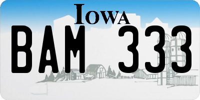 IA license plate BAM333
