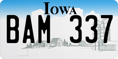 IA license plate BAM337