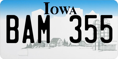 IA license plate BAM355