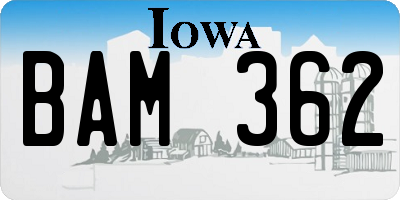 IA license plate BAM362