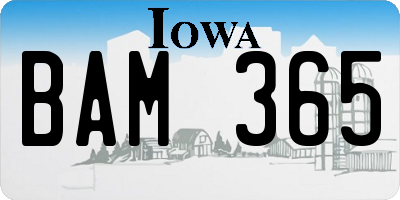 IA license plate BAM365