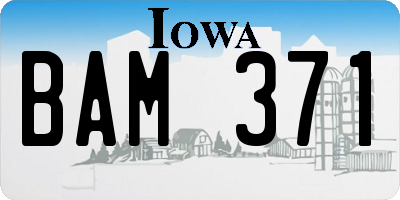 IA license plate BAM371