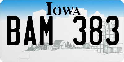 IA license plate BAM383