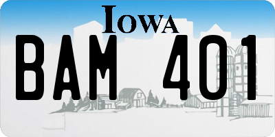 IA license plate BAM401