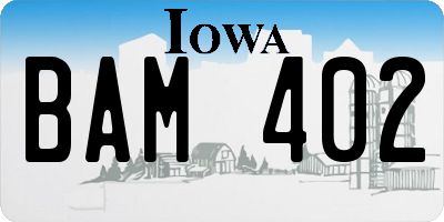 IA license plate BAM402