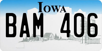 IA license plate BAM406
