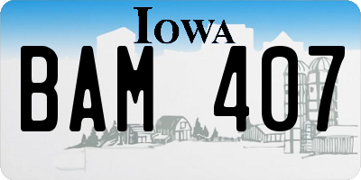 IA license plate BAM407