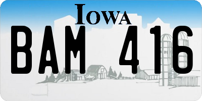 IA license plate BAM416