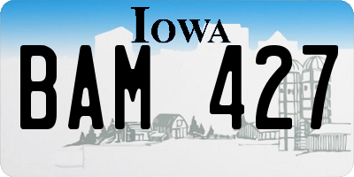 IA license plate BAM427