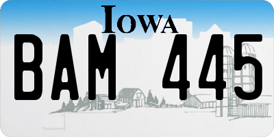 IA license plate BAM445