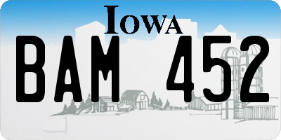 IA license plate BAM452
