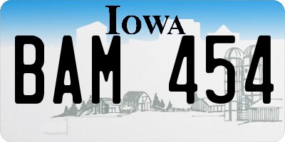 IA license plate BAM454