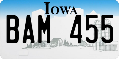 IA license plate BAM455