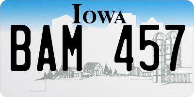 IA license plate BAM457