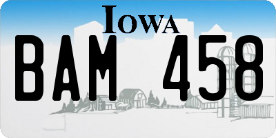 IA license plate BAM458