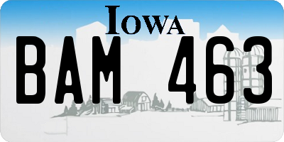 IA license plate BAM463