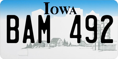 IA license plate BAM492