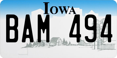 IA license plate BAM494