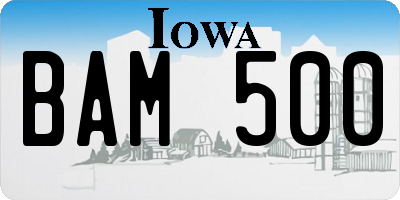 IA license plate BAM500