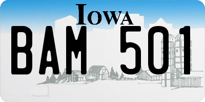 IA license plate BAM501