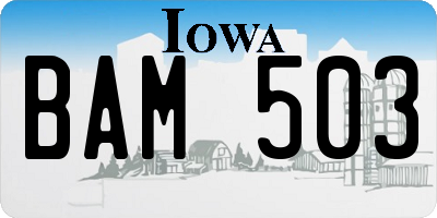 IA license plate BAM503