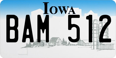 IA license plate BAM512