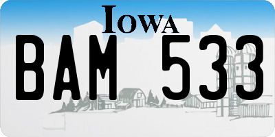 IA license plate BAM533