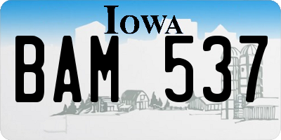 IA license plate BAM537