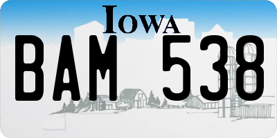 IA license plate BAM538