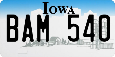IA license plate BAM540