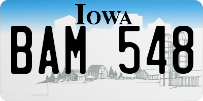 IA license plate BAM548