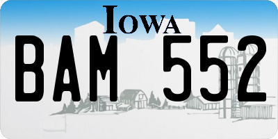 IA license plate BAM552