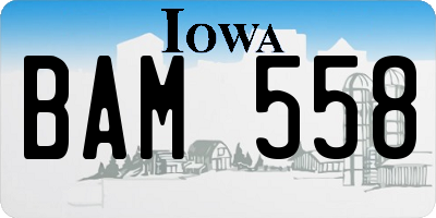 IA license plate BAM558