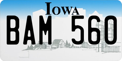 IA license plate BAM560