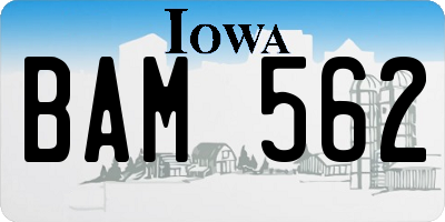 IA license plate BAM562