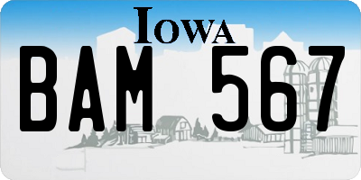 IA license plate BAM567
