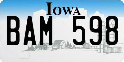 IA license plate BAM598