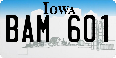 IA license plate BAM601