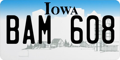 IA license plate BAM608