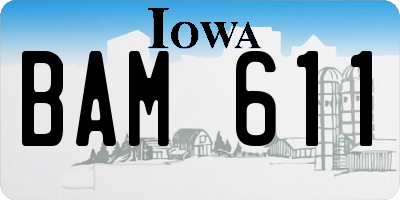 IA license plate BAM611
