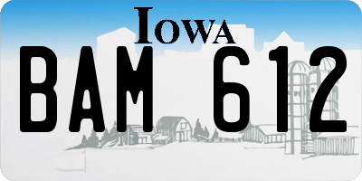 IA license plate BAM612